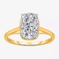 (I / Si2) Womens 3 CT. T.W. Lab Grown White Diamond 14K Gold Cushion Solitaire Engagement Ring