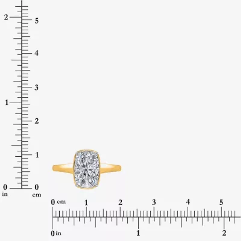 (I / Si2) Womens 3 CT. T.W. Lab Grown White Diamond 14K Gold Cushion Solitaire Engagement Ring