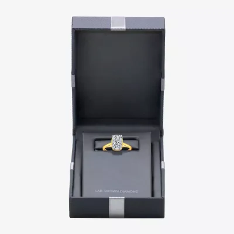 (I / Si2) Womens 3 CT. T.W. Lab Grown White Diamond 14K Gold Cushion Solitaire Engagement Ring