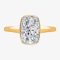 (I / Si2) Womens 3 CT. T.W. Lab Grown White Diamond 14K Gold Cushion Solitaire Engagement Ring