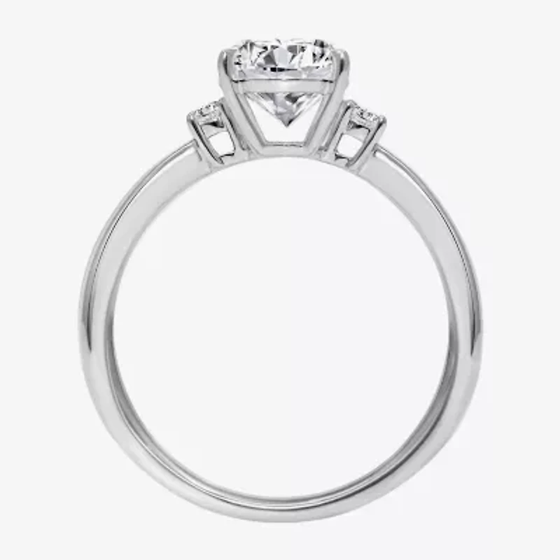 (I / Si2) Womens 2 1/10 CT. T.W. Lab Grown White Diamond 10K Gold Round 3-Stone Engagement Ring