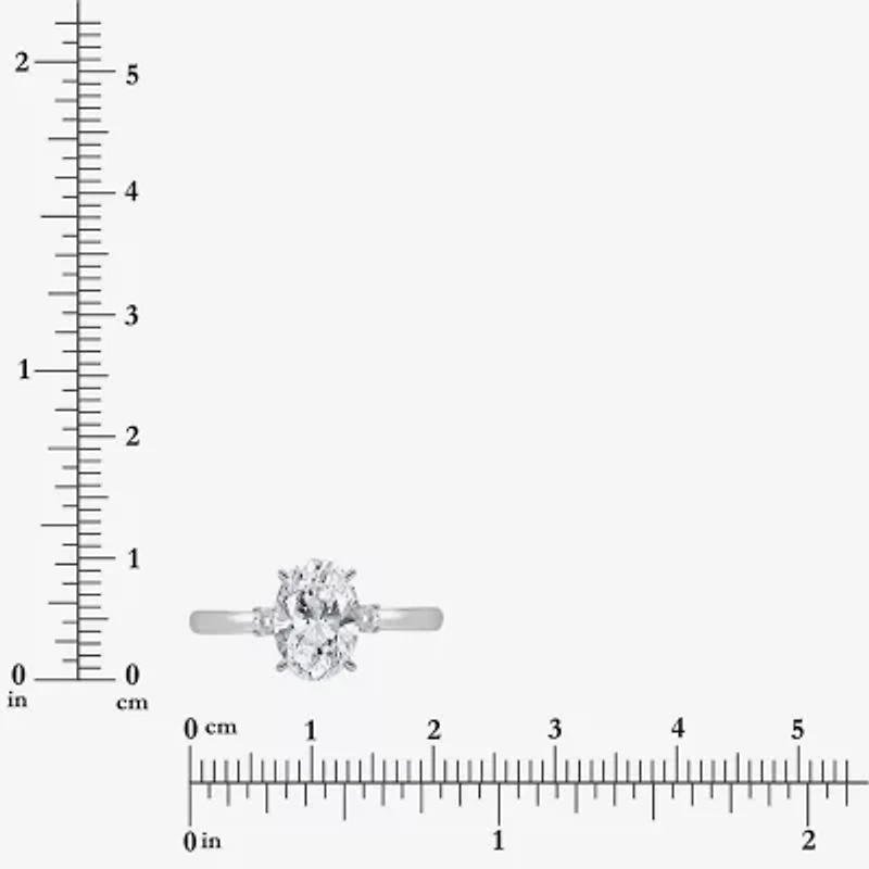 (I / Si2) Womens 2 1/10 CT. T.W. Lab Grown White Diamond 10K Gold Round 3-Stone Engagement Ring