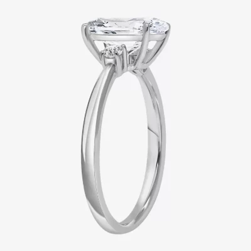 (I / Si2) Womens 2 1/10 CT. T.W. Lab Grown White Diamond 10K Gold Round 3-Stone Engagement Ring
