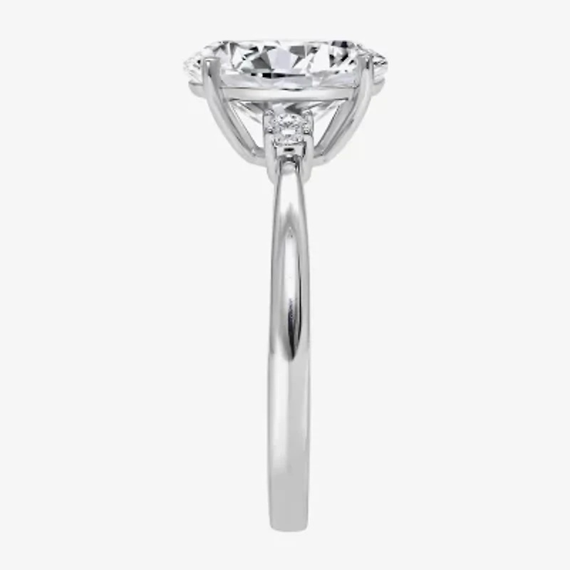 (I / Si2) Womens 2 1/10 CT. T.W. Lab Grown White Diamond 10K Gold Round 3-Stone Engagement Ring