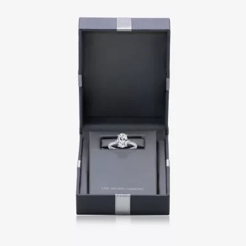 (I / Si2) Womens 2 1/10 CT. T.W. Lab Grown White Diamond 10K Gold Round 3-Stone Engagement Ring