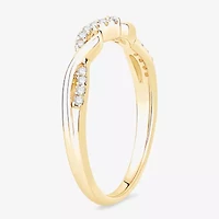 (F / Vs2) Womens 3MM 1/10 CT. T.W. Lab Grown White Diamond 10K Gold Wedding Band