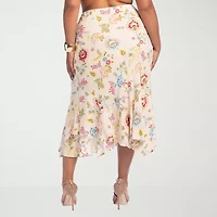 JS Jessica Simpson Womens Plus High Rise Midi A-Line Skirt
