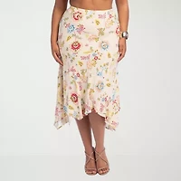 JS Jessica Simpson Womens Plus High Rise Midi A-Line Skirt
