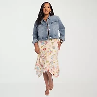 JS Jessica Simpson Womens Plus High Rise Midi A-Line Skirt