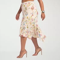 JS Jessica Simpson Womens Plus High Rise Midi A-Line Skirt