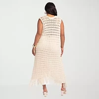 JS Jessica Simpson Womens V Neck Tie Plus Sweater Vest