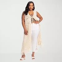 JS Jessica Simpson Womens V Neck Tie Plus Sweater Vest