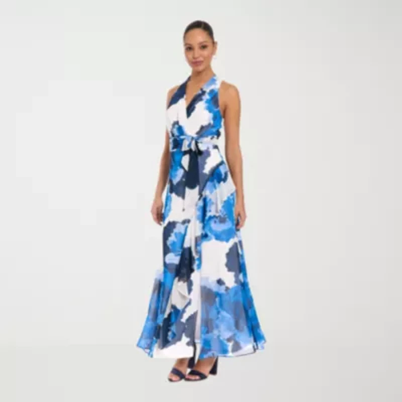 London Style Womens Sleeveless Floral Maxi Dress