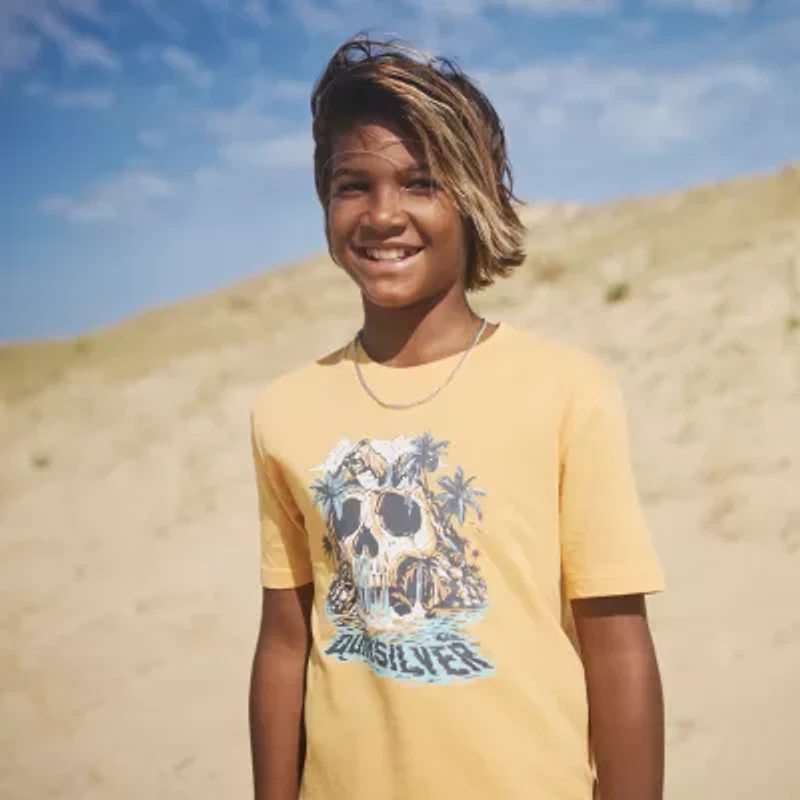 Quiksilver Big Kid Boys Crew Neck Short Sleeve Regular Fit Graphic T-Shirt