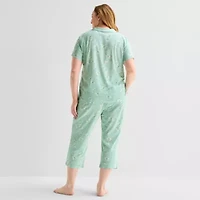 Liz Claiborne Womens Short Sleeve 2-pc. Plus Pajama Sets