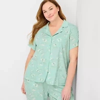 Liz Claiborne Womens Short Sleeve 2-pc. Plus Pajama Sets