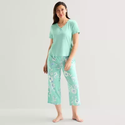 Liz Claiborne Womens Short Sleeve 2-pc. Pajama Sets
