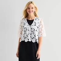 Rabbit Design Womens Short Sleeve Floral Shrug