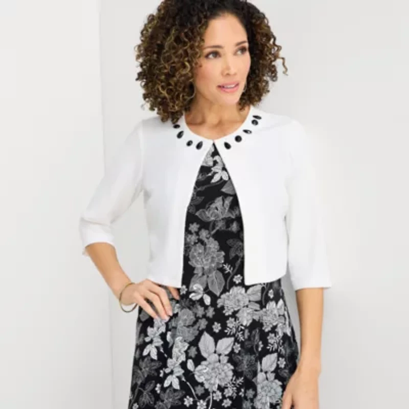 Perceptions Womens Floral Jacket Dress