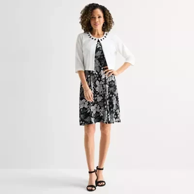 Perceptions Womens Floral Jacket Dress