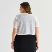 Perceptions Womens Short Sleeve Shrug Plus