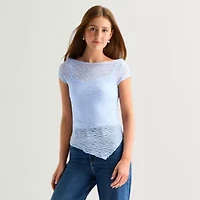 Arizona Womens Juniors Boat Neck Short Sleeve T-Shirt