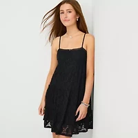 Arizona Womens Short Sleeve Juniors Babydoll Dress