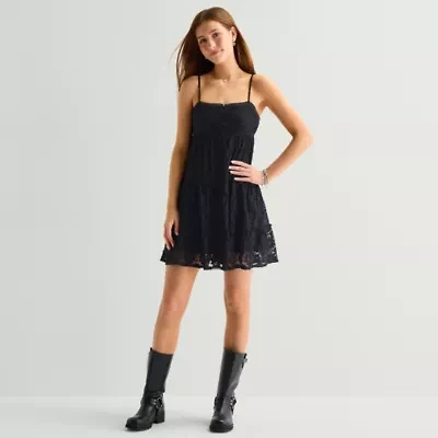 Arizona Womens Short Sleeve Juniors Babydoll Dress