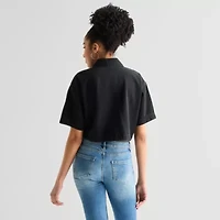 Arizona Womens Juniors Short Sleeve Regular Fit Button-Down Shirt