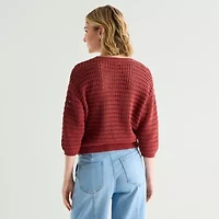 a.n.a Womens Henley Neck 3/4 Sleeve Pullover Sweater