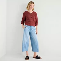 a.n.a Womens Henley Neck 3/4 Sleeve Pullover Sweater