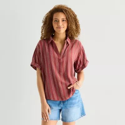 a.n.a Womens Short Sleeve Blouse