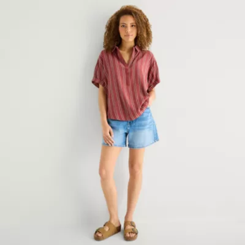 a.n.a Womens Short Sleeve Blouse