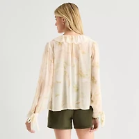 a.n.a Womens V Neck Long Sleeve Blouse