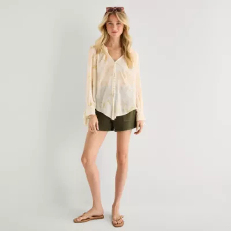 a.n.a Womens V Neck Long Sleeve Blouse