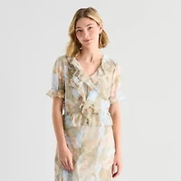 a.n.a Womens V Neck Short Sleeve Blouse