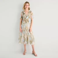 a.n.a Womens V Neck Short Sleeve Blouse