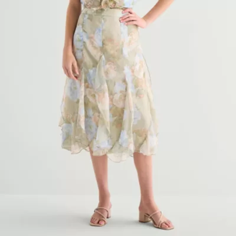 a.n.a Womens High Rise Midi A-Line Skirt