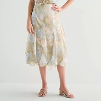 a.n.a Womens High Rise Midi A-Line Skirt