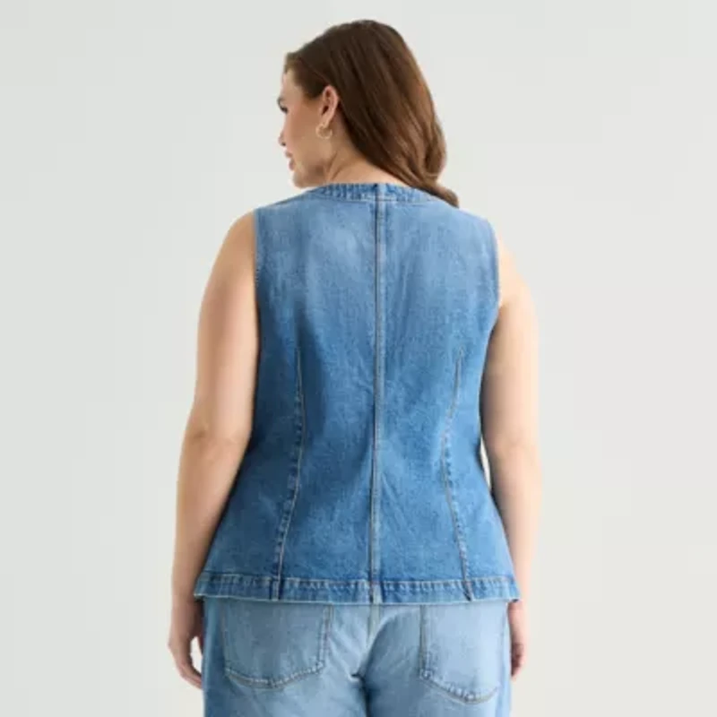 a.n.a Womens Plus Round Neck Sleeveless Vest