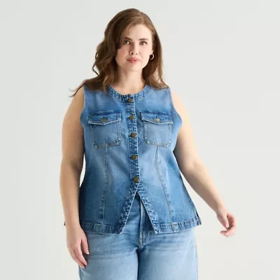 a.n.a Womens Plus Round Neck Sleeveless Vest