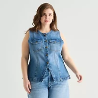 a.n.a Womens Plus Round Neck Sleeveless Vest