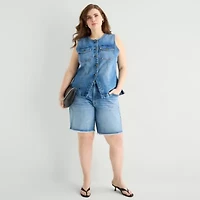 a.n.a Womens Plus Round Neck Sleeveless Vest