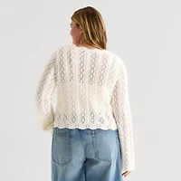 Forever 21 Juniors Plus Womens V Neck Long Sleeve Pullover Sweater