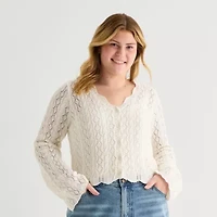 Forever 21 Juniors Plus Womens V Neck Long Sleeve Pullover Sweater
