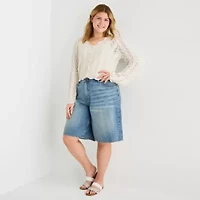 Forever 21 Juniors Plus Womens V Neck Long Sleeve Pullover Sweater