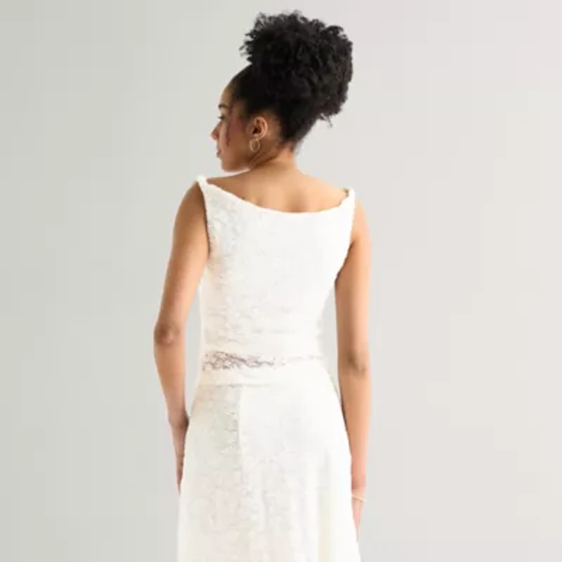 Arizona Womens Juniors Round Neck Sleeveless Blouse