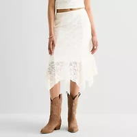 Arizona Womens Juniors Mid Rise Midi Asymmetrical Skirt