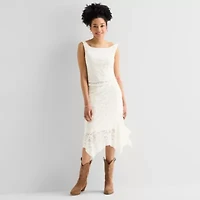 Arizona Womens Juniors Mid Rise Midi Asymmetrical Skirt