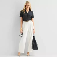 Worthington Womens Short Sleeve Slim Fit Blouse